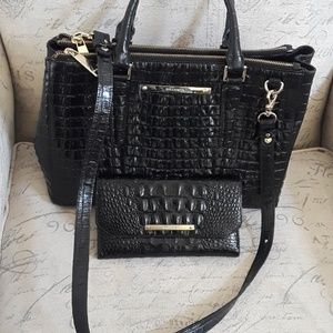 Beautiful black croc embossed  brahmins